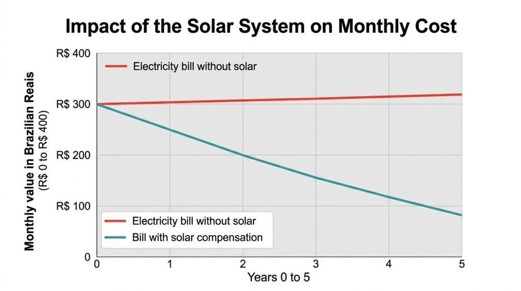 Energia Solar Vale a Pena em 2026? Os Números Reais Para Cada Perfil infográfico custo mensal sistema… 202605062111